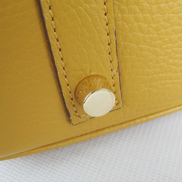 High Quality Fake Hermes 35CM Embossed Veins Leather Bag Yellow 6089 - Click Image to Close